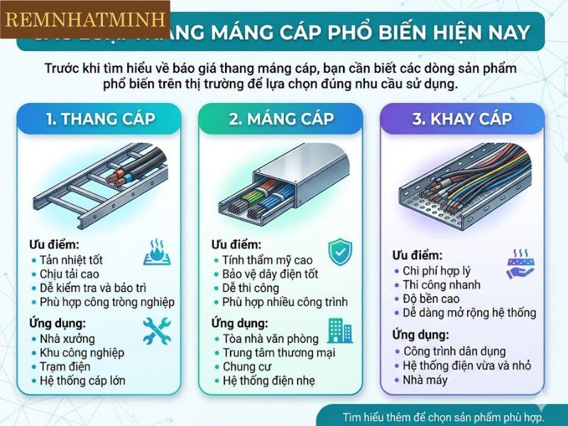 Các loại thang máng cáp phổ biến hiện nay
