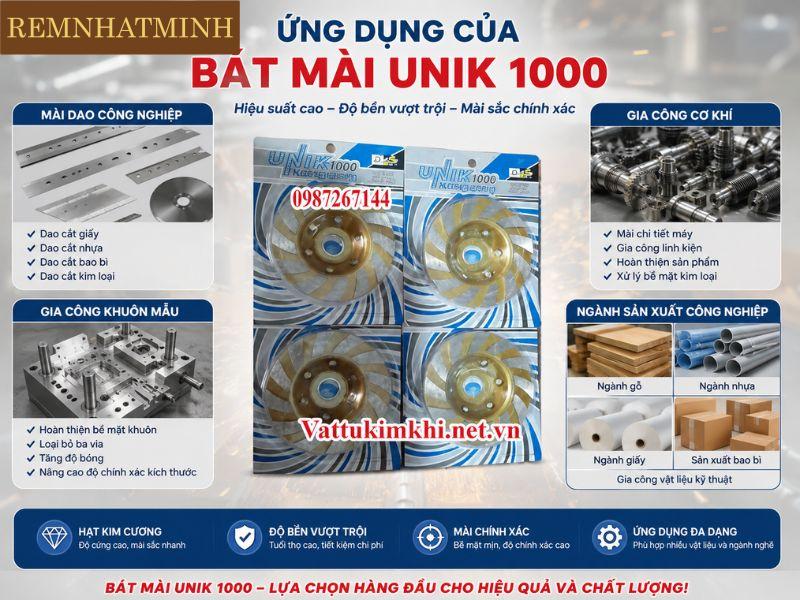 Ứng dụng của bát mài Unik 1000